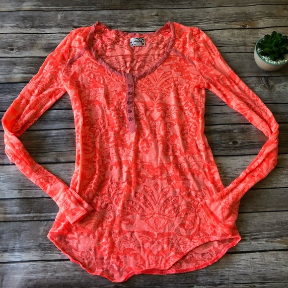 Free People Tops - Intimately Free People Neon Pink Blouse Size Small